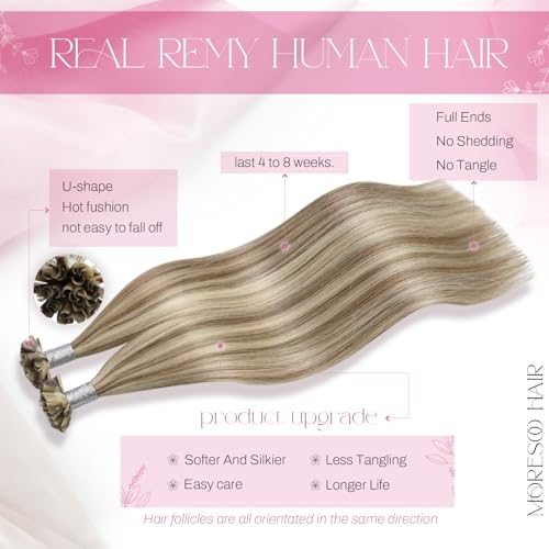 Moresoo Keratin Utip Hair Extensions Nail Tips 20 Inch K Tip Hair Extensions Human Hair 50 Strands 50 Gram 20Inch - Image 2