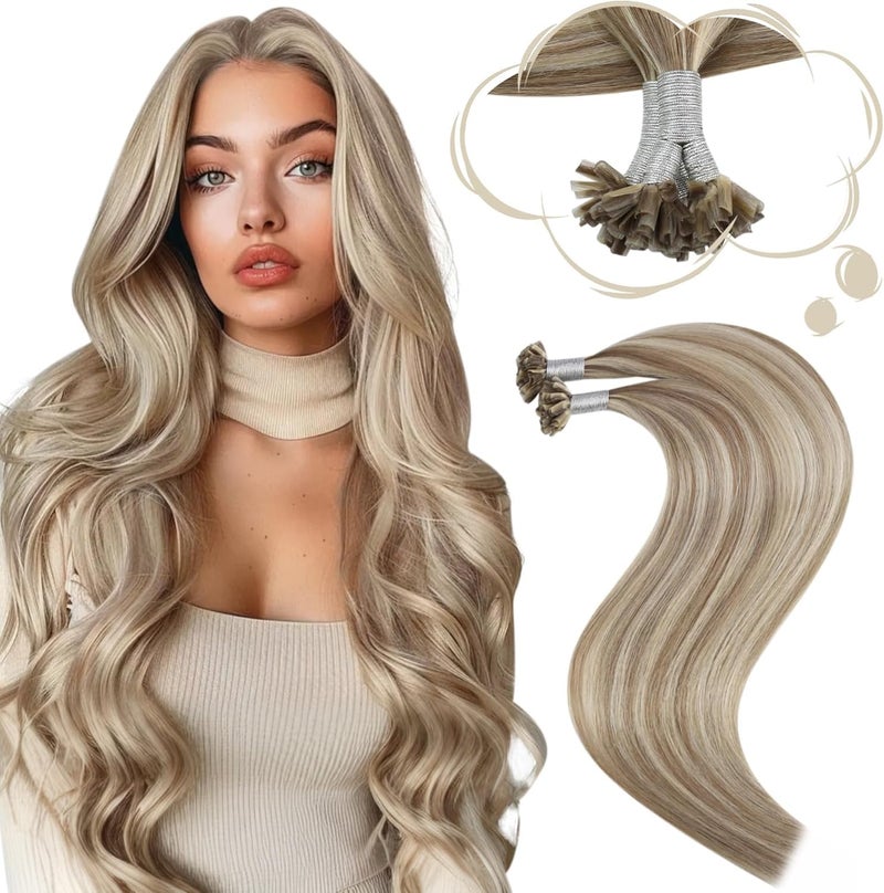 Moresoo Keratin Utip Hair Extensions Nail Tips 20 Inch K Tip Hair Extensions Human Hair 50 Strands 50 Gram 20Inch - Image 1