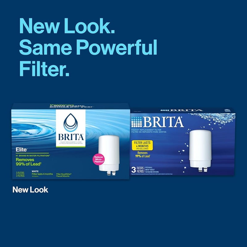 Brita Faucet Mount System Elite Replacement Filter, Reduces 99% of Lead, Made Without BPA, White, 3 Count - Image 2