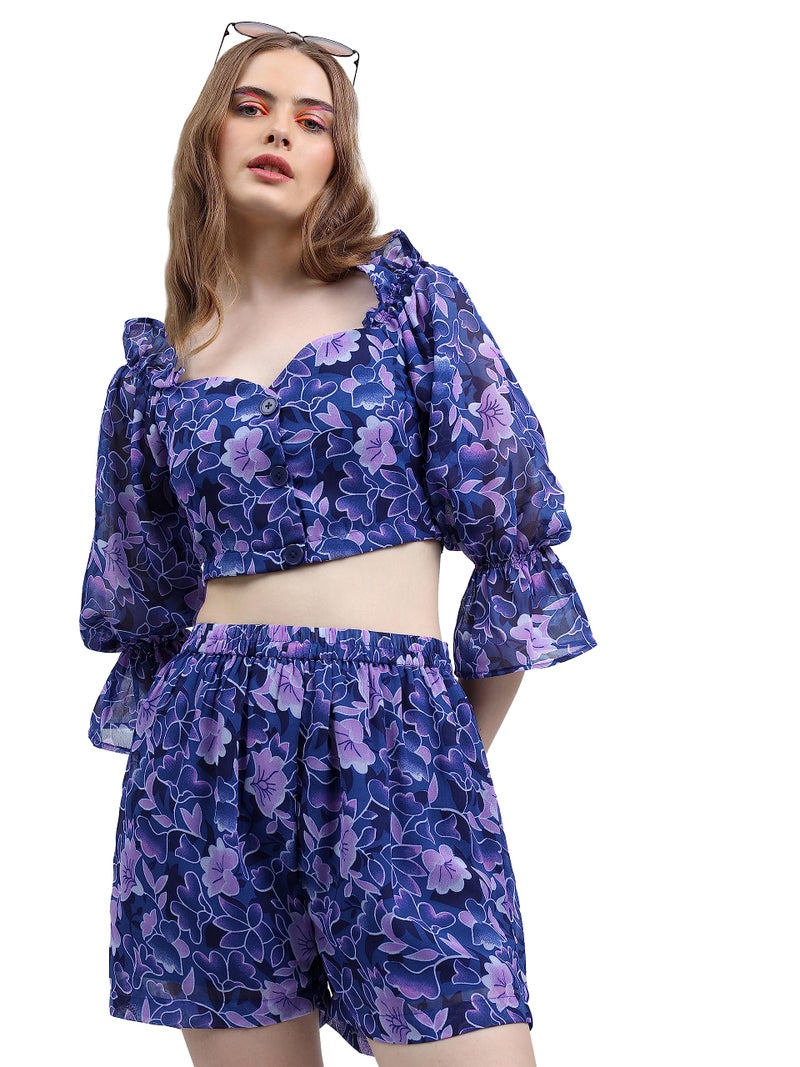 KETCH Polyester Women Western Casual Fit Co-Ord Set Standard Length Solid Playwear Dress (KHCE000056_Blue_Small) - Image 5