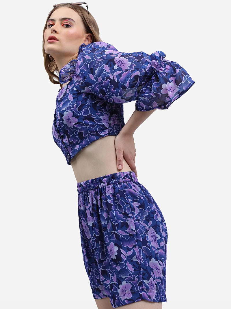 KETCH Polyester Women Western Casual Fit Co-Ord Set Standard Length Solid Playwear Dress (KHCE000056_Blue_Small) - Image 2