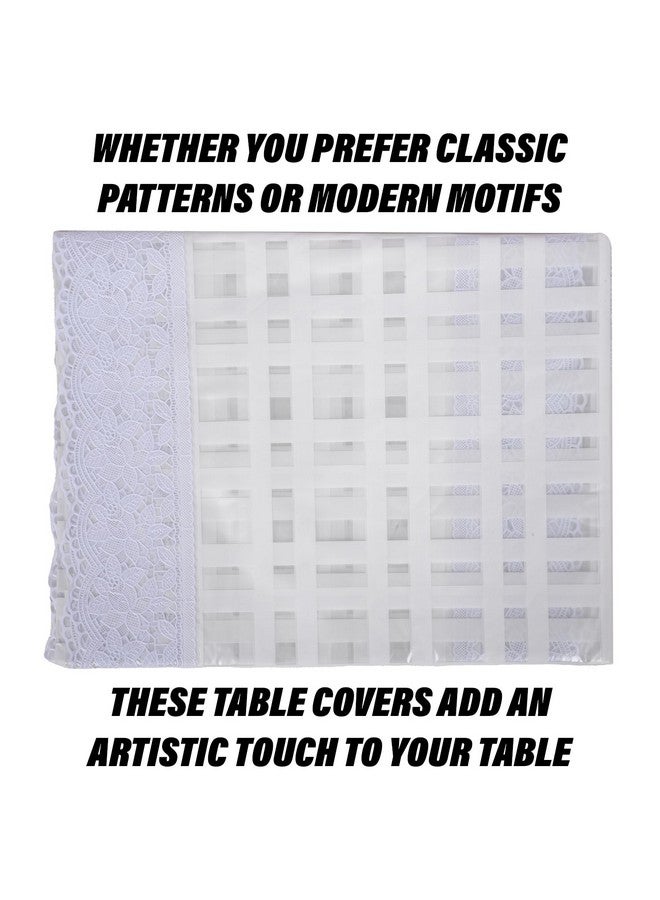 Kuber Industries Dining Table Cover|PVC Table Cloth Cover|6 Seater Table Cloth|Self Check Table Cover|Table Protector|Table Cover for Dining Table|60x90 Inch|DTC|White, rectangular - Image 5