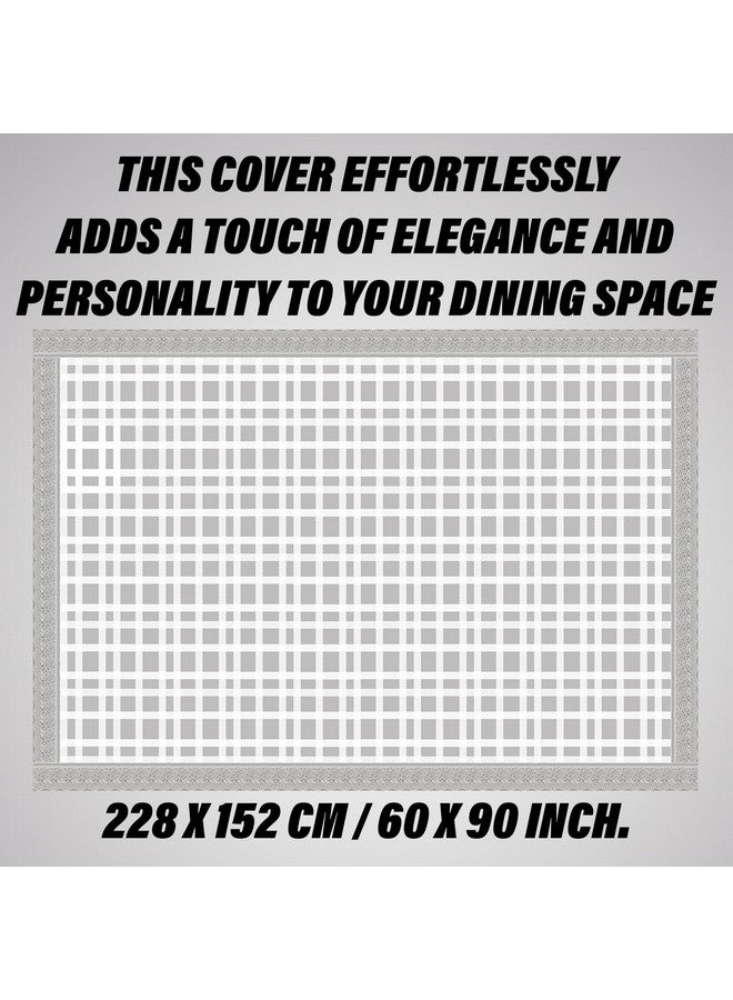 Kuber Industries Dining Table Cover|PVC Table Cloth Cover|6 Seater Table Cloth|Self Check Table Cover|Table Protector|Table Cover for Dining Table|60x90 Inch|DTC|White, rectangular - Image 3