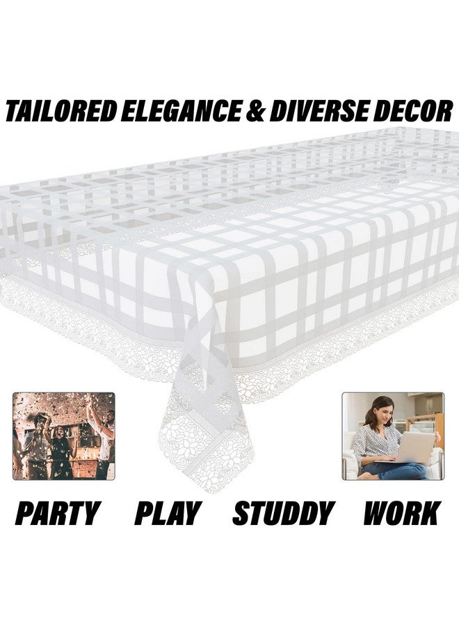 Kuber Industries Dining Table Cover|PVC Table Cloth Cover|6 Seater Table Cloth|Self Check Table Cover|Table Protector|Table Cover for Dining Table|60x90 Inch|DTC|White, rectangular - Image 4