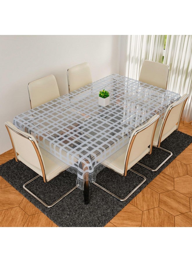 Kuber Industries Dining Table Cover|PVC Table Cloth Cover|6 Seater Table Cloth|Self Check Table Cover|Table Protector|Table Cover for Dining Table|60x90 Inch|DTC|White, rectangular - Image 1