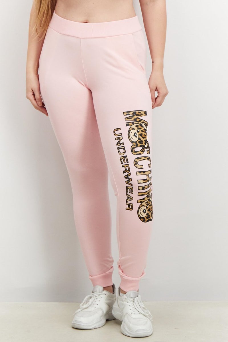 MOSCHINO Women Regular Fit Printed Stretchable Sweatpants, Pink - Image 1