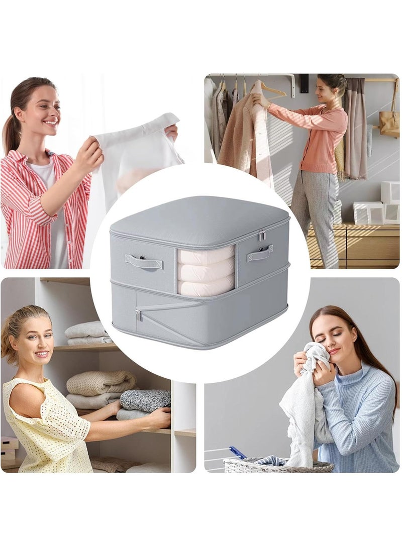 Bukela Compression Organizer, Compression Travel Organizer, Vacuum Storage Bags, Zippered 2-layer Space Saver Clothing Tote, For Quilt Duvet Pillow Mattress Bedding Home Dorm Wardrobes RV Travel Wedding - Image 4