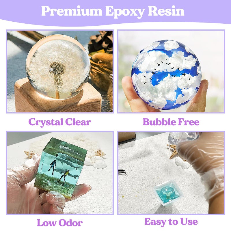LET'S RESIN مجموعة قوالب السيليكون 16 أونصة من LET'S RESIN - مجموعة كاملة مع قوالب الكرة والهرم، مجموعة بدء عمل الراتنج للمبتدئين - Image 3
