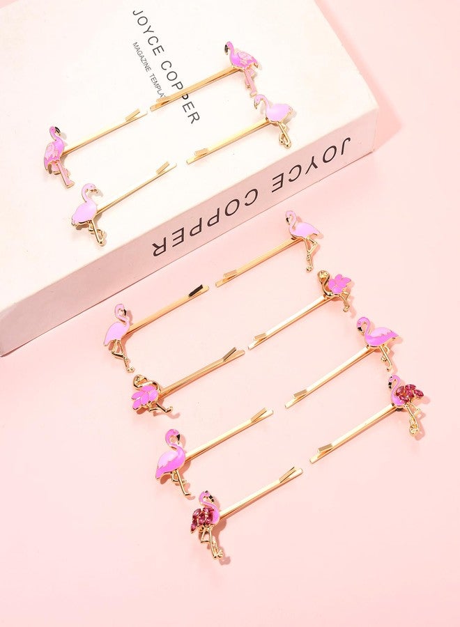 HSWE Flamingo Hair Clips for Women Cute Pink Flamingo Bobby Pins Set Funny Animal Tropical Bird Metal Hairpins Summer Beach Vacation Hair Barrettes Styling Hair Accessories,12PCS - Image 2