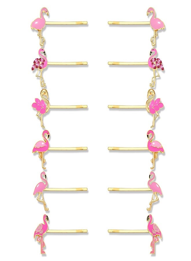 HSWE Flamingo Hair Clips for Women Cute Pink Flamingo Bobby Pins Set Funny Animal Tropical Bird Metal Hairpins Summer Beach Vacation Hair Barrettes Styling Hair Accessories,12PCS - Image 1
