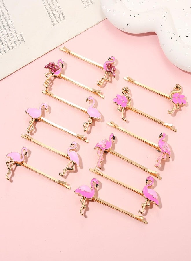 HSWE Flamingo Hair Clips for Women Cute Pink Flamingo Bobby Pins Set Funny Animal Tropical Bird Metal Hairpins Summer Beach Vacation Hair Barrettes Styling Hair Accessories,12PCS - Image 5