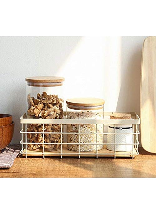 INDIAN DECOR INDIAN DECOR 28850 White Nordic Style Metal Storage BasketUrban DecorCustom Wire Basket Fall CollectionHome Living  - Image 1