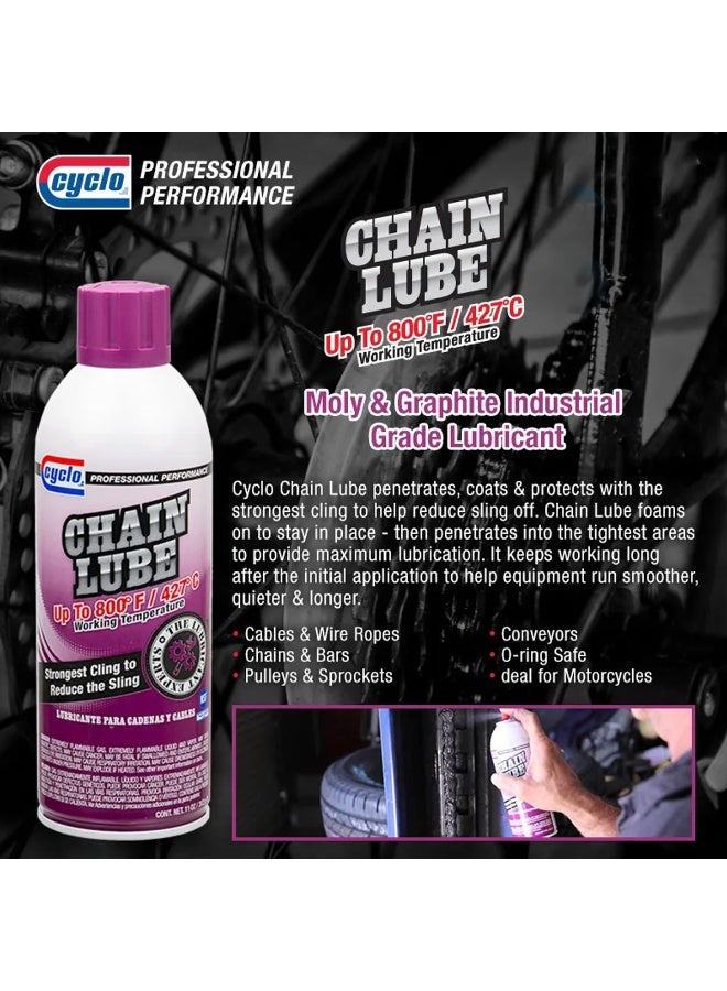 CYCLO Chain Lube 312g – High Temperature Chain Lubricant Spray Anti Wear Anti Rust Motorcycle Bike Chain Oil up to 800°F / 427°C - Image 2