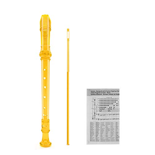 ENGIEGEE SJOYS ENGIEGEE 8-Hole Soprano Descant Recorder Kids Music Flute with Cleaning Rod & Case Bag For School Student Home Entertainment Transparent Orange - Image 1