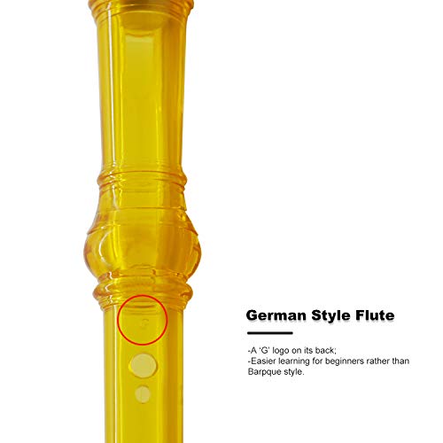 ENGIEGEE SJOYS ENGIEGEE 8-Hole Soprano Descant Recorder Kids Music Flute with Cleaning Rod & Case Bag For School Student Home Entertainment Transparent Orange - Image 4