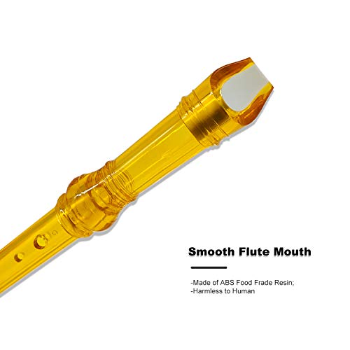 ENGIEGEE SJOYS ENGIEGEE 8-Hole Soprano Descant Recorder Kids Music Flute with Cleaning Rod & Case Bag For School Student Home Entertainment Transparent Orange - Image 3