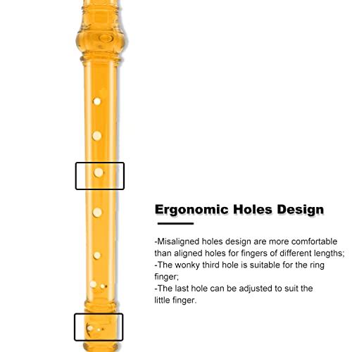 ENGIEGEE SJOYS ENGIEGEE 8-Hole Soprano Descant Recorder Kids Music Flute with Cleaning Rod & Case Bag For School Student Home Entertainment Transparent Orange - Image 5