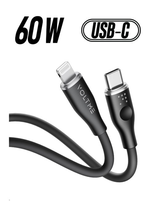 60W Powerlink Moss USB-C to Lightning Cable (1.2m) for iPhone 14/13/12 Pro Max, 12/11 Pro, X/XS/XR, 8 Plus | 3A Zinc-Alloy Connector | Supports Power Delivery for Fast Charging and Data Transfer | Durable Design for Enhanced Longevity and Performance- Black