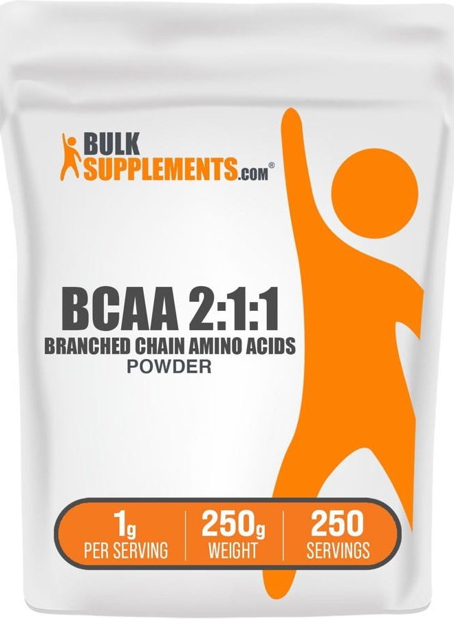 BULKSUPPLEMENTS.COM .com BCAA 2:1:1 Powder - Branched Chain Amino Acids, BCAAs Amino Acids Powder - Unflavored & Gluten Free, 1g per Serving, 250g (8.8 oz) (Pack of 1) - Image 1