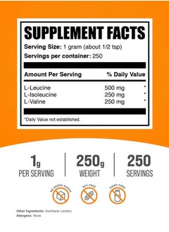 BULKSUPPLEMENTS.COM .com BCAA 2:1:1 Powder - Branched Chain Amino Acids, BCAAs Amino Acids Powder - Unflavored & Gluten Free, 1g per Serving, 250g (8.8 oz) (Pack of 1)  - Image 2