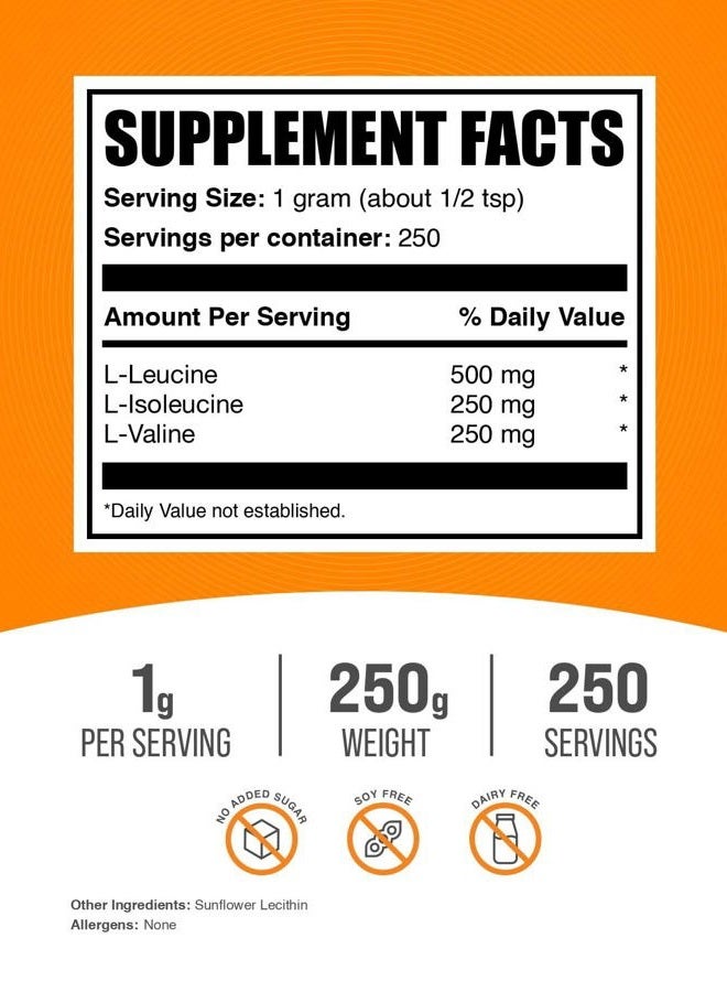 BULKSUPPLEMENTS.COM .com BCAA 2:1:1 Powder - Branched Chain Amino Acids, BCAAs Amino Acids Powder - Unflavored & Gluten Free, 1g per Serving, 250g (8.8 oz) (Pack of 1) - Image 2