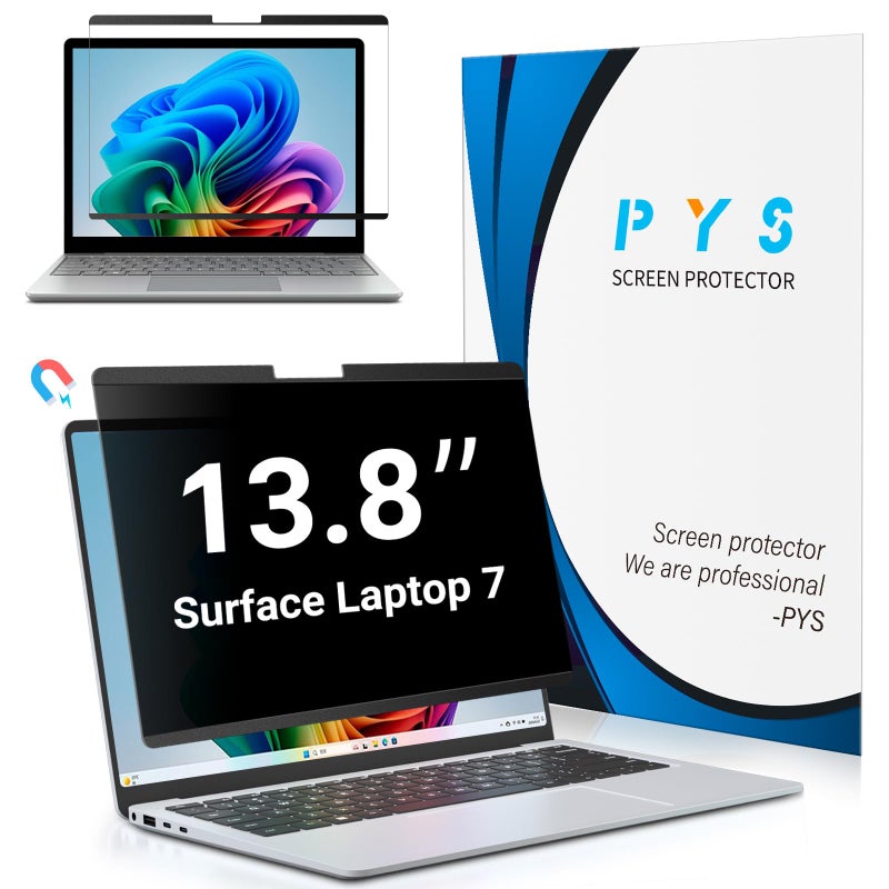 PYS Magnetic Privacy Screen for Microsoft Surface Laptop 7 138 Inch AntiSpy Matte Finish AntiGlare Screen Protector Blue Light Filter Easy Install Detach ScratchResistant - Image 2