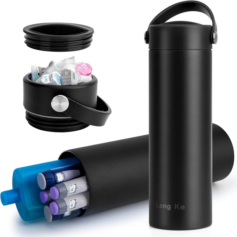 SUNMON Insulin Cooler Case - TSA Approved Diabetic Medical Cooler Bottle, Portable Insulin Pen Travel Case for Diabetes Supplies (Black)