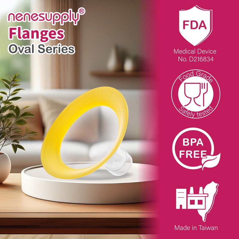 Nenesupply 27mm Oval Flanges Compatible with Medela Breast Pump Parts Replace 27mm Medela Flange Accessories. Work with Pump in Style Parts Symphony Parts Swing Maxi Harmony Personalfit Flex Connector - Image 2