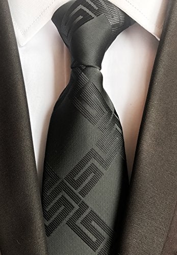 Elfeves Men Solid Color Black Ties Collection Woven Cravat Fashion Christmas for Father - Image 2