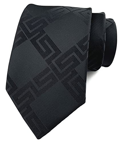 Elfeves Men Solid Color Black Ties Collection Woven Cravat Fashion Christmas for Father - Image 3