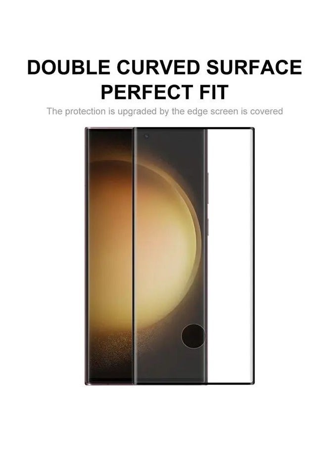 Samsung Galaxy S23 Ultra 3D Curved Hot Bending Full Glue Clear Anti-explosion Tempered Glass Screen Protector [2 Pack] Support Fingerprint Unlocking