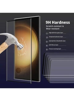 Color Fans Samsung Galaxy S23 Ultra 3D Curved Hot Bending Full Glue Clear Anti-explosion Tempered Glass Screen Protector [2 Pack] Support Fingerprint Unlocking  - Image 5