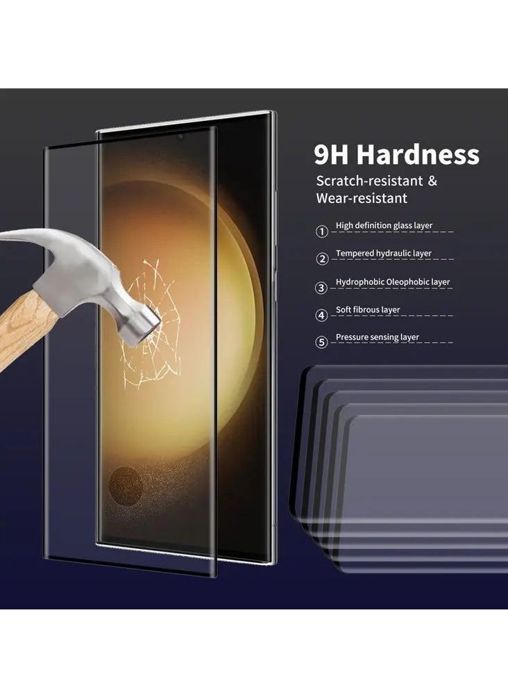 Samsung Galaxy S23 Ultra 3D Curved Hot Bending Full Glue Clear Anti-explosion Tempered Glass Screen Protector [2 Pack] Support Fingerprint Unlocking
