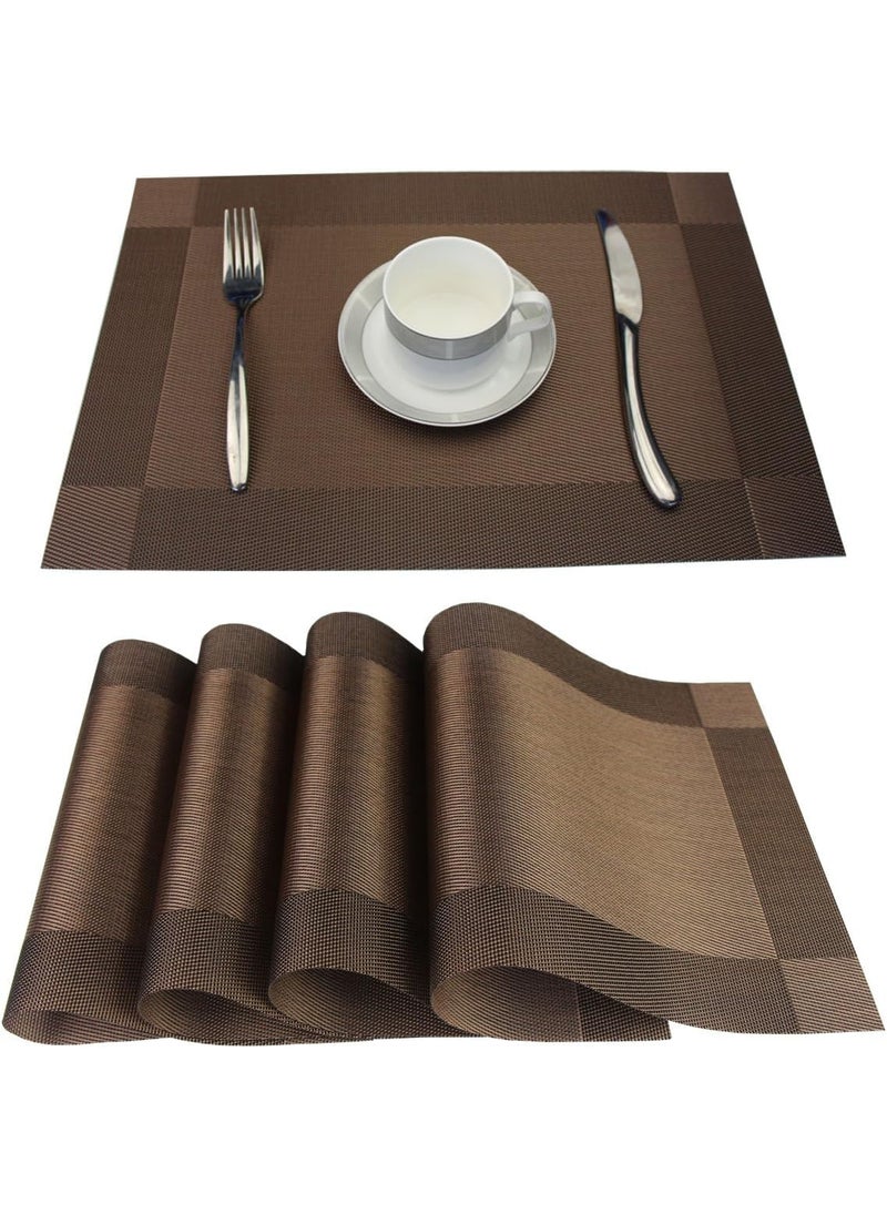 Ramkuwar with device of R Ramkuwar with device of R PVC Place Mats Heat Insulation PVC Placemats Stain Kitchen Tool Tableware Pad Place Mat Decorative Vinyl Placemats for Dining Table 4 Piece Set Brown  - Image 1