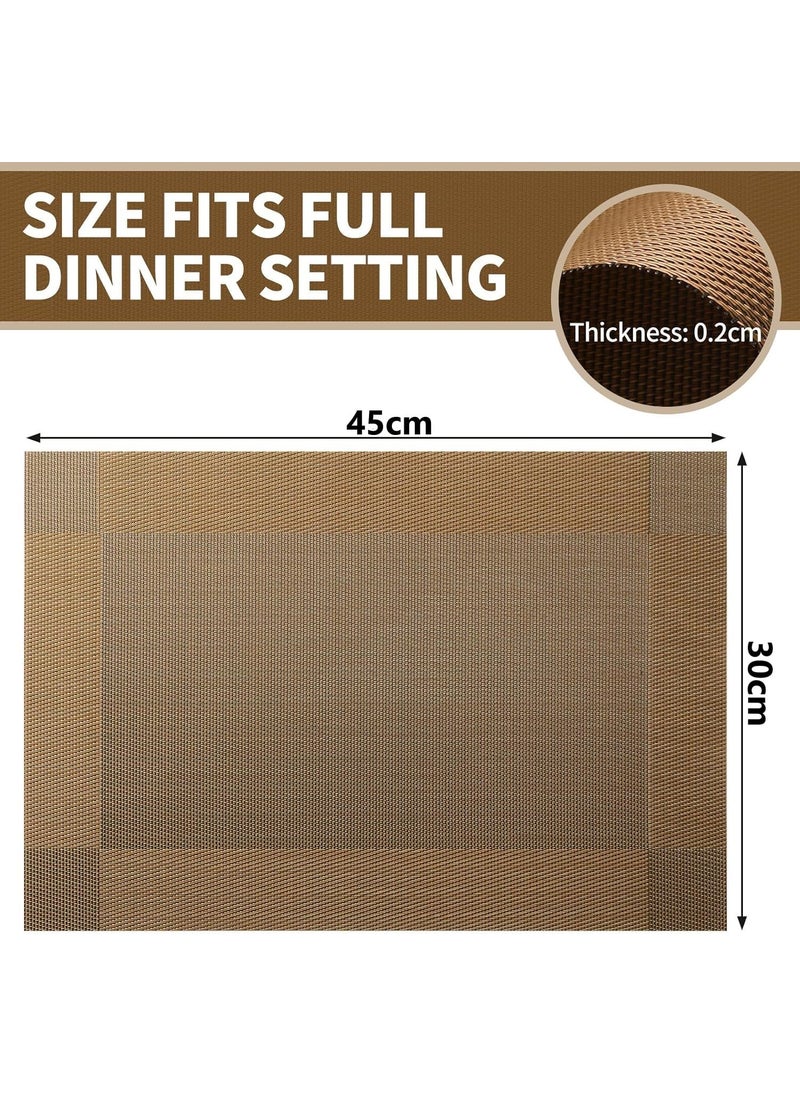 Ramkuwar with device of R Ramkuwar with device of R PVC Place Mats Heat Insulation PVC Placemats Stain Kitchen Tool Tableware Pad Place Mat Decorative Vinyl Placemats for Dining Table 4 Piece Set Brown  - Image 2