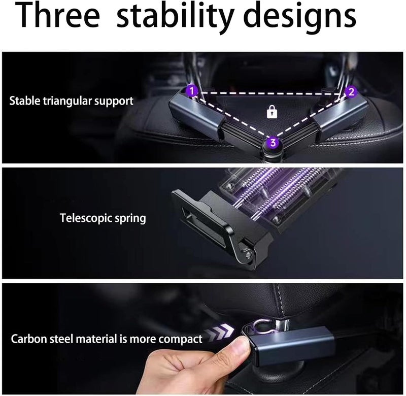 ANYOUI Tablet Holder Car, Back Seat Universal Ipad Holder Smartphone And Tablet With 4.7~12.9 Inches, Car Headrest Tablet Holder Extendable Car Headrest Mount - Image 3