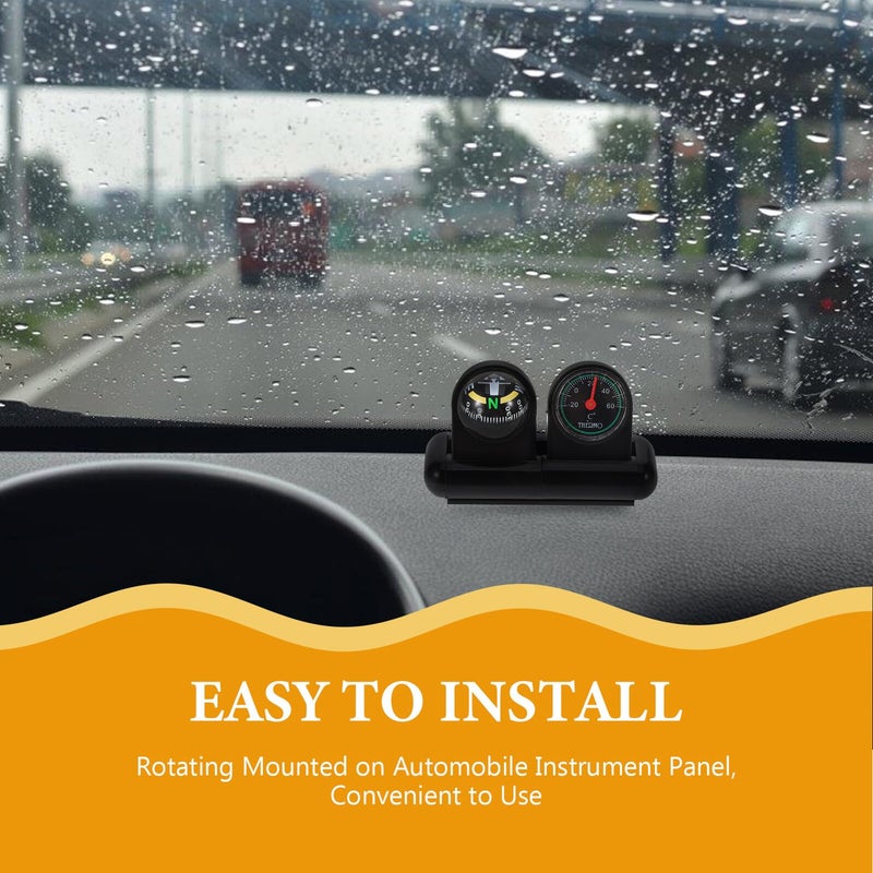 Rotatable Car Compass Thermometer Dashboard Mount Direction Indicator Ball Easy Install - Image 4