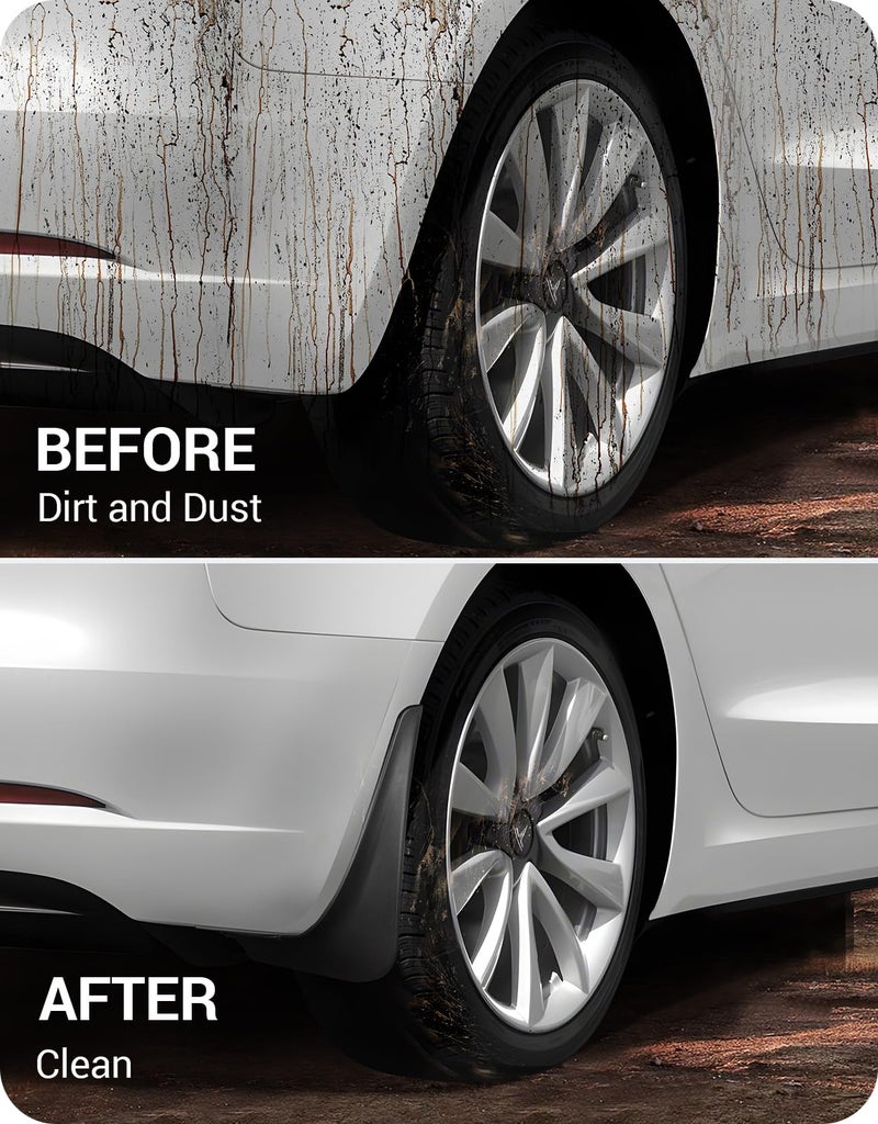 Basenor BASENOR 2017-2023 Tesla Model 3 Mud Flaps Splash Guards Fenders No Drilling No Tape Mudflaps All Weather Protector Mudguards for Model 3 Exterior Accessories (Set of 4)  - Image 3