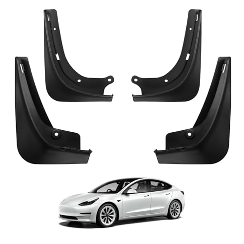 BASENOR 2017-2023 Tesla Model 3 Mud Flaps Splash Guards Fenders No Drilling No Tape Mudflaps All Weather Protector Mudguards for Model 3 Exterior Accessories (Set of 4) - Image 1