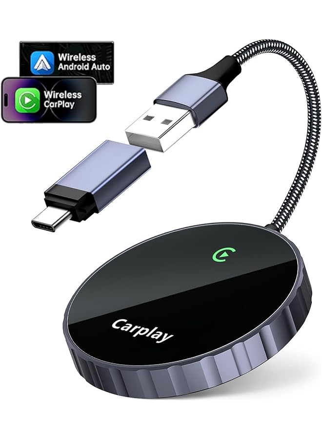 لينجي محول لينجي 2 في 1 لاسلكي كار بلاي لأجهزة آيفون وأندرويد أوتو، دونجل يحول كار بلاي السلكي الأصلي إلى لاسلكي، وصل وشغّل كار بلاي، اتصال واي فاي تلقائي بتردد 5.8 جيجاهرتز، تحديث عبر الإنترنت - Image 1