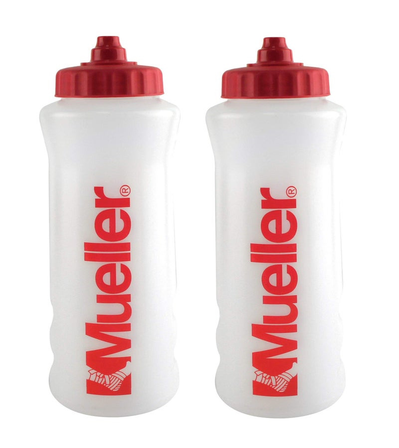 Mueller Quart Bottle w/Sureshot Squeeze  Natural Color w/Red Letters (2-Pack)