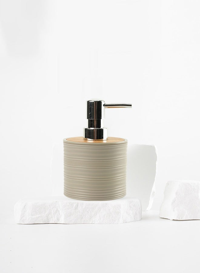 Hanayo مجموعة ملحقات الحمام 4 قطع مجموعة ملحقات الحمام مثبتة مع حامل فرشاة الأسنان موزع لوشن صابون صحن صابون كوب فرشاة الأسنان (كاكي) - Image 4