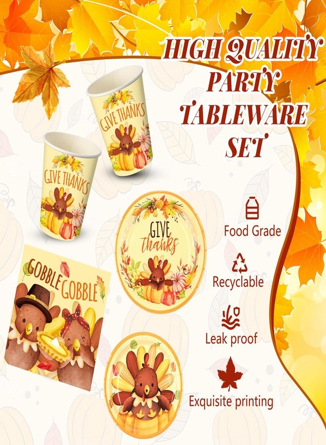 Sliner 180 Pcs Autumn Paper Plates and Napkins, Cups, Cutlery,thanksgiving Disposable Plates and Napkins Sets,for Thanksgiving, Fall Party Decorations Supplies, Serves 30 Guests(Cute Turkey) - Image 3
