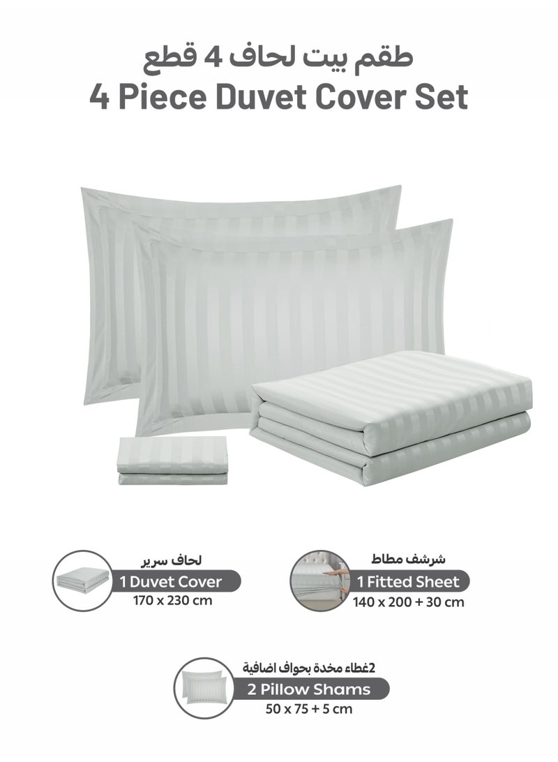 Donetella Striped Duvet Cover Set Single Size 170x230 cm - 4-Pcs Bed Set, Microfiber Fabric - 1 Duvet Cover, 1 Fitted Sheet, 2 Pillow Sham, (Filler Not Included) - Image 4