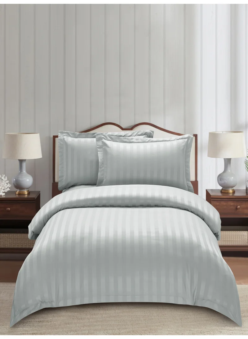 Donetella Striped Duvet Cover Set Single Size 170x230 cm - 4-Pcs Bed Set, Microfiber Fabric - 1 Duvet Cover, 1 Fitted Sheet, 2 Pillow Sham, (Filler Not Included)
