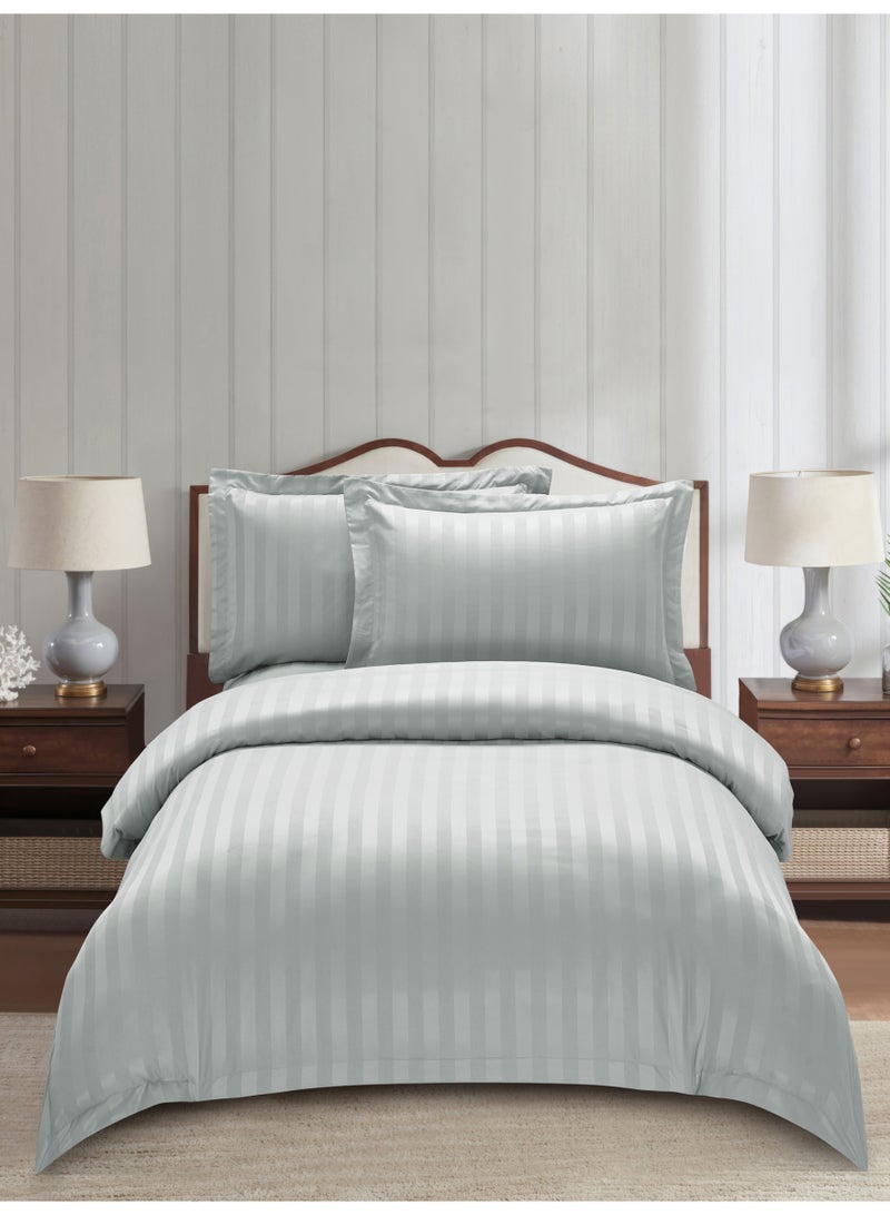 Donetella Striped Duvet Cover Set Single Size 170x230 cm - 4-Pcs Bed Set, Microfiber Fabric - 1 Duvet Cover, 1 Fitted Sheet, 2 Pillow Sham, (Filler Not Included) - Image 1