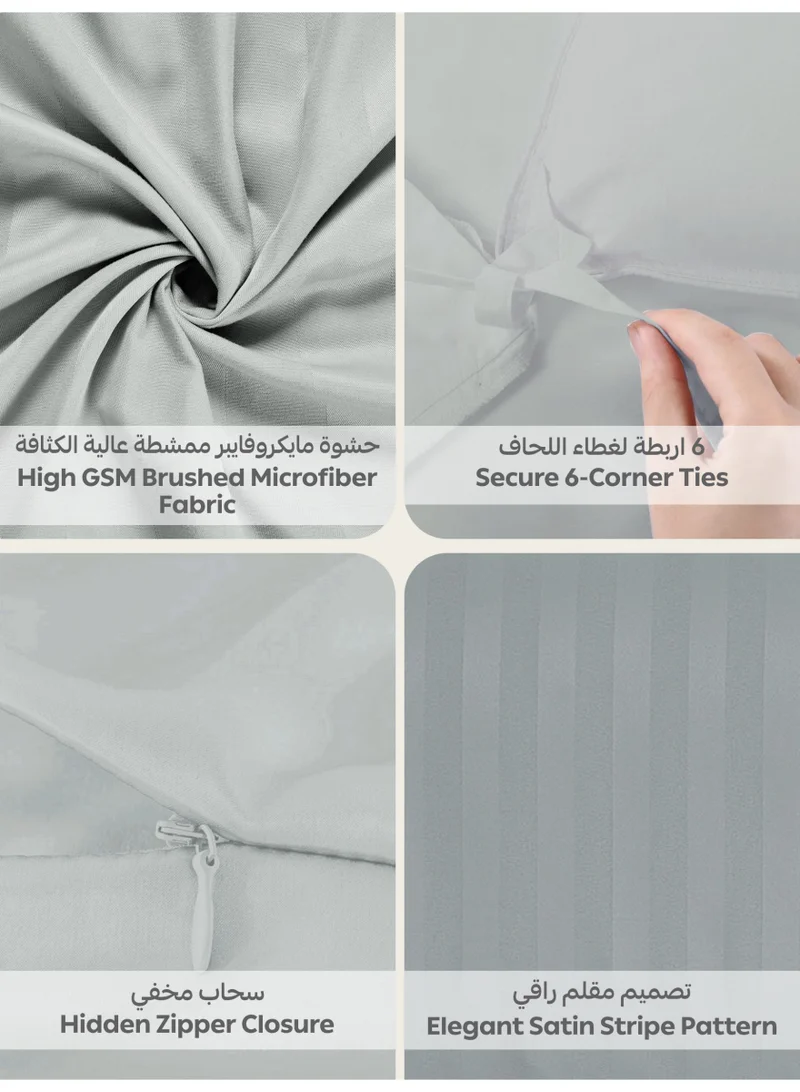 دوناتيلا Striped Duvet Cover Set Single Size 170x230 cm - 4-Pcs Bed Set, Microfiber Fabric - 1 Duvet Cover, 1 Fitted Sheet, 2 Pillow Sham, (Filler Not Included)