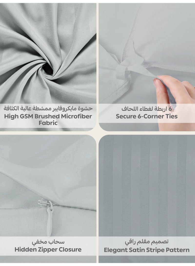 Donetella Striped Duvet Cover Set Single Size 170x230 cm - 4-Pcs Bed Set, Microfiber Fabric - 1 Duvet Cover, 1 Fitted Sheet, 2 Pillow Sham, (Filler Not Included) - Image 5