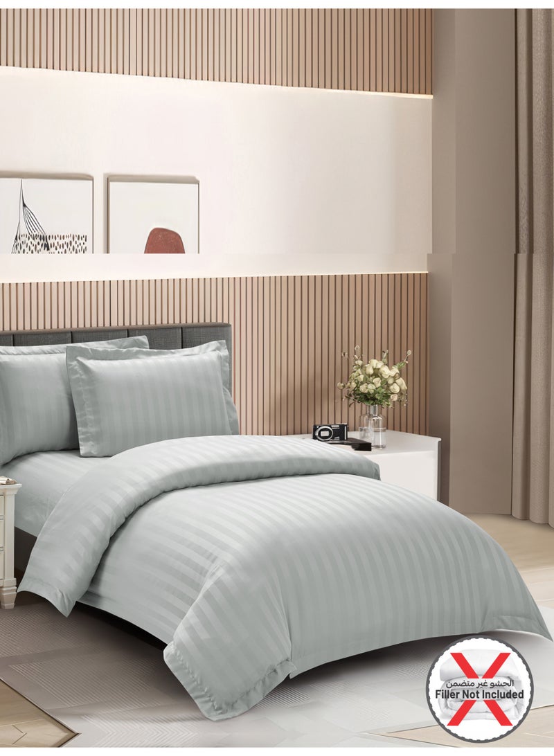 Donetella Striped Duvet Cover Set Single Size 170x230 cm - 4-Pcs Bed Set, Microfiber Fabric - 1 Duvet Cover, 1 Fitted Sheet, 2 Pillow Sham, (Filler Not Included) - Image 2