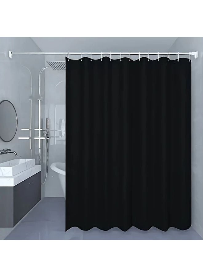 Black PVC Shower Curtain 59 Inch Wide Non Woven Fabric Easy Hang Metal Eyelets - Image 1